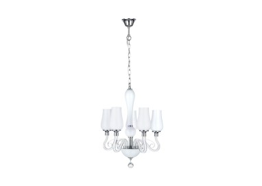 Lutecja Lustre 5xE14 Max.40W Verre Blanc/Métal Chromé