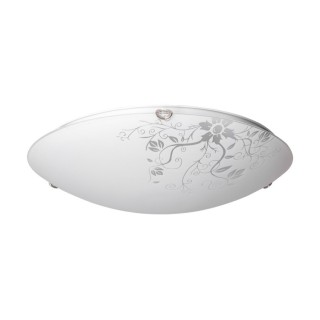 California Plafonnier Incl. 1xLED 18W Métal Chromé/Verre Blanc à motifs