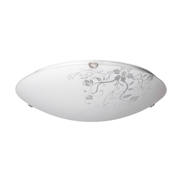 California Plafonnier Incl. 1xLED 18W Métal Chromé/Verre Blanc à motifs California Plafonnier Incl. 1xLED 18W Métal Chromé/Verre Blanc à motifs