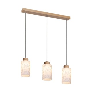 Flores Lampe Suspendue 3xE27 max. 60W Bois de Bouleau/Verre Blanc-Fleuri