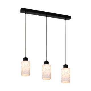 Flores Lampe Suspendue 3xE27 max. 60W Métal Noir/Verre Blanc-Fleuri
