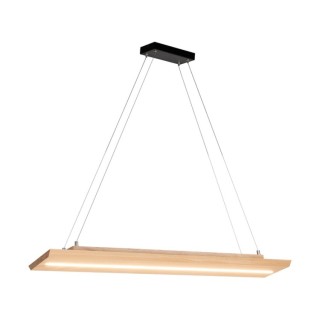 Tribe Lampe Suspendue 2x 11,5W LED 1829lm 3000K, 24V Intégré Métal Noir/Chêne Huilé/Variateur Tactile