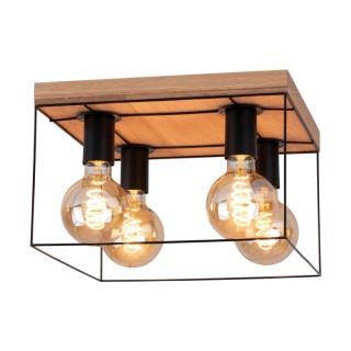 Gretter Plafonnier 4xE27 Max.60W Chêne huilé / Métal Noir