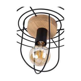 Chester Plafonnier 1xE27 Max.60W Chêne huilé/Métal Noir