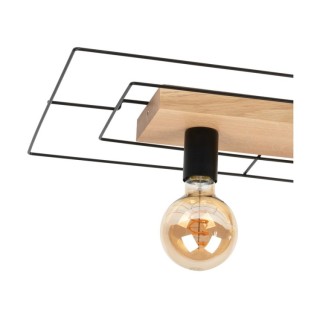 Chester Plafonnier 2xE27 Max.60W Chêne huilé/Métal Noir