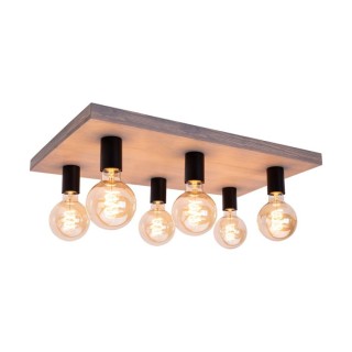 Lobo Plafonnier 6xE27 Max.15W Led Pin Teinté Gris/Métal Noir