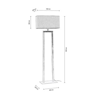 Habita Lampadaire 1xE27 Max.40W Métal Noir/Pin Teinté Noyer/Tissu Beige-Noir