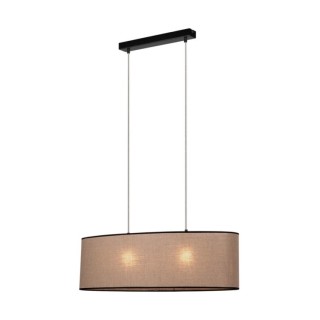 Negro Lampe Suspendue 2xE27 Max.40W Métal Noir/Câble Transparent PVC/Tissu Beige-Noir