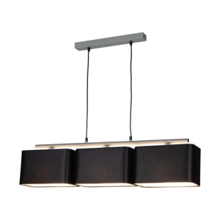 Vertigo Lampe Suspendue 3xE27 Max.25W Métal Gris/Câble PVC Noir/Tissu Noir