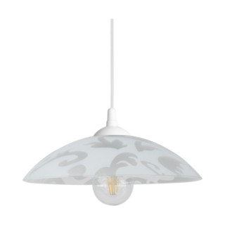 Gardena Lampe Suspendue 1xE27 60W Matière Synthètique Blanche/Verre Blanc