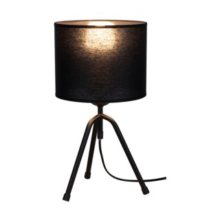 Tami Lampe de Table 1xE27 Max.40W Métal Noir/Câble PVC Noir/Tissu Noir
