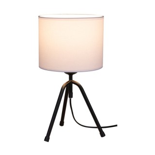 Tami Lampe de Table 1xE27 Max.40W Métal Noir/Câble PVC Noir/Tissu Blanc