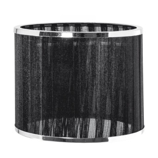 Mila Lampe de Table 1xE27 Max.25W Bois de Bouleau/Métal Noir/Câble PVC Noir/Abat-jour Tissu Noir-Métal Chromé