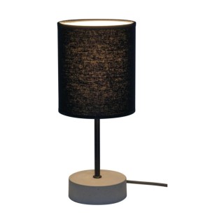 Mila Lampe de Table 1xE27 Max.25W Béton Gris/Câble PVC Noir/Tissu Noir