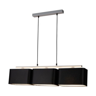 Vertigo Suspension 3xE27 Max.25W Métal Blanc/Câble PVC Noir/Tissu Noir
