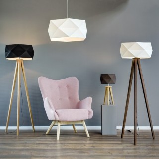 Finja Suspension 1xE27 Max.60W Bois de Hêtre couleur Noyer/Câble Blanc/Tissu Blanc