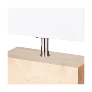 Theo Lampe de Table 1xE27 Max.25W Bois de Bouleau/Câble Noir/Tissu Blanc