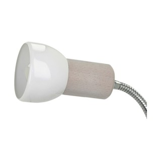 Svenda Lampe à Clips Flex 1xE27 Max.60W Chêne Blanchi/Câble Blanc/Métal Blanc