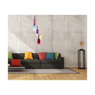 Bottle Suspension Incl.5xLED Max.3W Métal Chromé/Câble PVC Transparent/Verre Multicolore