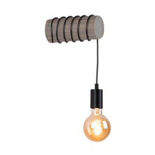 Trabo Short Applique 1xE27 Max.25W Bois de Pin Teinté Gris/Noir