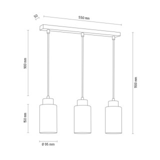 Ravio Lampe Suspendue 3xE27 max. 60W Métal Noir/Verre Blanc-Noir-Fleuri