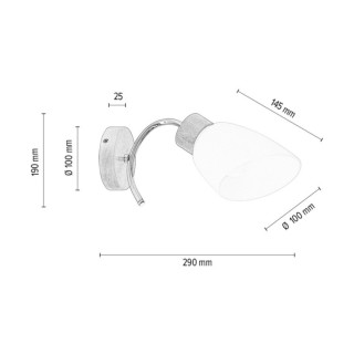 Viletta Applique 1xE27 max. 60W Bois de Bouleau/Métal Chromé/Verre Blanc