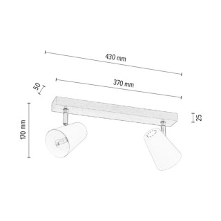Astrid Plafonnier 2xE14 max. 40W Bois de Bouleau/Métal Blanc