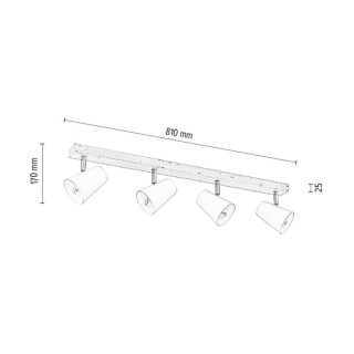 Astrid Plafonnier 4xE14 max. 40W  Bois de Bouleau/Métal Noir