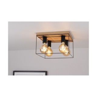 Gretter Plafonnier 4xE27 Max.60W Chêne huilé / Métal Noir