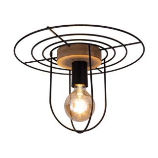 Chester Plafonnier 1xE27 Max.60W Chêne huilé/Métal Noir