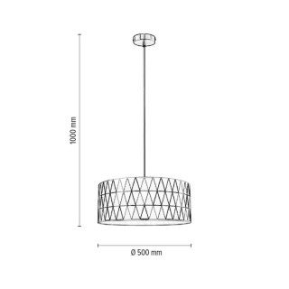 Triangle Lampe Suspendue 1xE27 Max.60W Métal Satiné/Câble PVC Transparent/Papier Peint Multicolore
