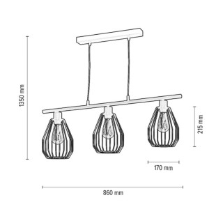 Vertigo Lampe Suspendue 3xE27 Max.25W Métal Noir/Câble PVC Noir