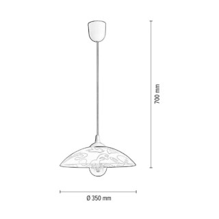 Gardena Lampe Suspendue 1xE27 60W Matière Synthètique Blanche/Verre Blanc