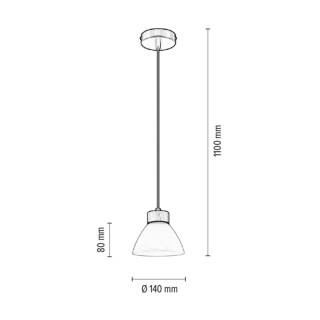 Prahas Lampe Suspendue 1xE14 Max.40W Métal Noir/Câble PVC Noir/Chêne Huilé/Verre Blanc