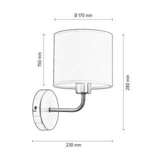 Tomi Applique 1xE27 Max.40W Métal Satiné/Tissu Gris Clair