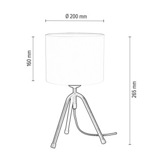 Tami Lampe de Table 1xE27 Max.40W Métal Noir/Câble PVC Noir/Tissu Blanc