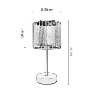 Mila Lampe de Table 1xE27 Max.25W Bois de Bouleau/Métal Noir/Câble PVC Noir/Abat-jour Tissu Noir-Métal Chromé