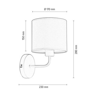 Tomi Applique 1xE27 Max.40W Métal Blanc/Tissu Blanc