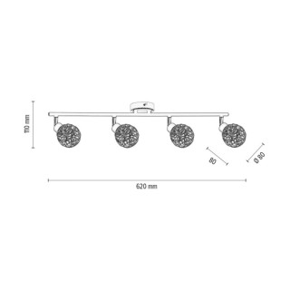 Virgo Plafonnier 4xG9 Max.40W Métal Noir/Métal Chromé