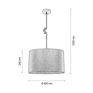 Juta Lampe Suspendue 1xE27 Max.60W Bois de Bouleau/Câble Noir/Tissu Beige