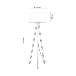 Laura Lampadaire 1xE27 Max.60W Bois de Bouleau/Câble PVC Transparent/Tissu Froissé Blanc