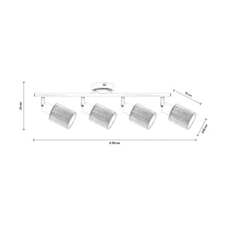 Paola Plafonnier 4xE14 Max.9W Métal Blanc/Tissu Argenté
