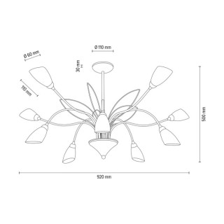 Gloriosa Lampe suspendue 10xG9 Max.6W LED Métal Noir / Verre Blanc