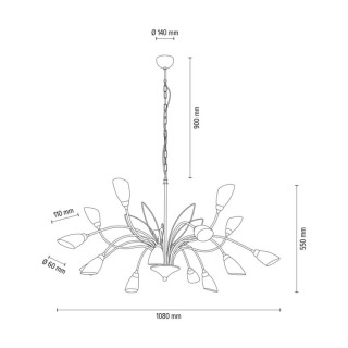 Gloriosa Lampe suspendue 15xG9 Max.6W LED Métal Doré / Verre Blanc
