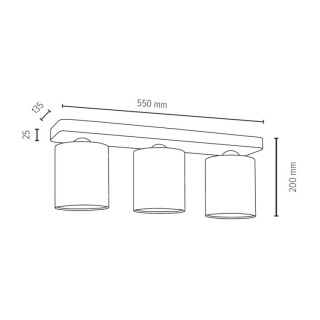 Jenta Plafonnier 3xE27 Max.25W Bois de Hêtre couleur Noyer/Tissu Blanc