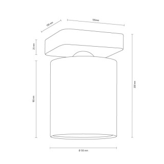 Jenta Plafonnier 1xE27 Max.25W Bois de Hêtre couleur Noyer/Tissu Blanc