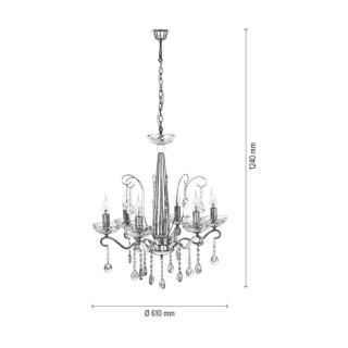 Alessa Lustre 6xE14 40W Métal Chromé/Verre Transparent