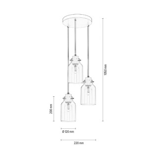 Alessandro Suspension Ronde 3xE27 60W Métal Blanc/Verre Transparent