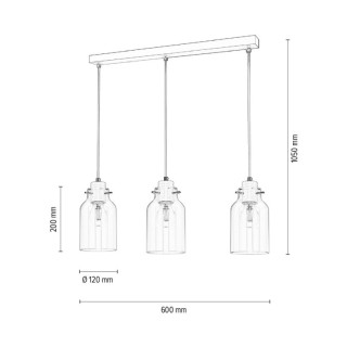Alessandro Suspension 3xE27 Max.60W Métal Blanc/Verre Transparent