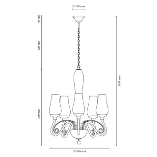 Lutecja Lustre 5xE14 Max.40W Verre Blanc/Métal Chromé